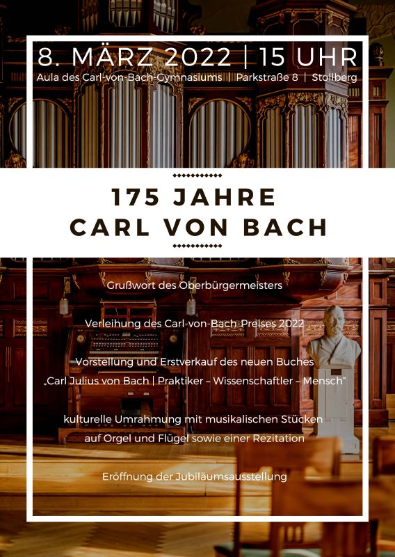 Plakat zur Festveranstaltung Carl von Bach, 08. März 2022